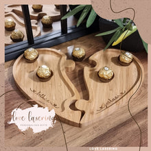 Load image into Gallery viewer, Valentines date night personalised wooden dinner set