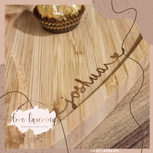Load image into Gallery viewer, Valentines date night personalised wooden dinner set