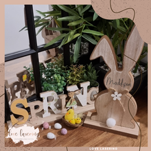 Load image into Gallery viewer, Wooden Pompom Personalised Easter Bunny