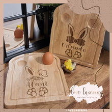 Load image into Gallery viewer, Easter Bunny Dippy Egg Wooden Breakfast Board