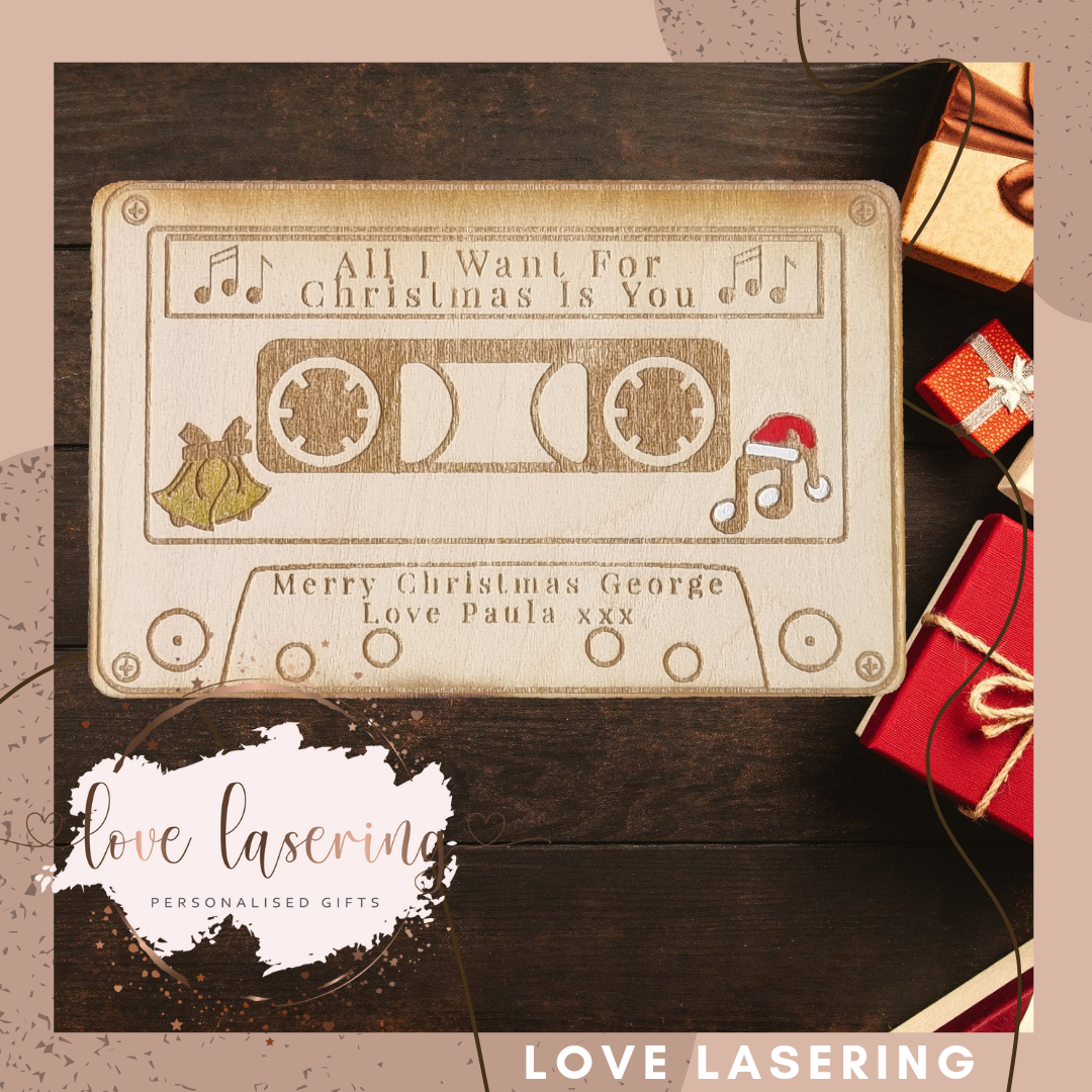 Retro Wooden Cassette Tape- Christmas Song