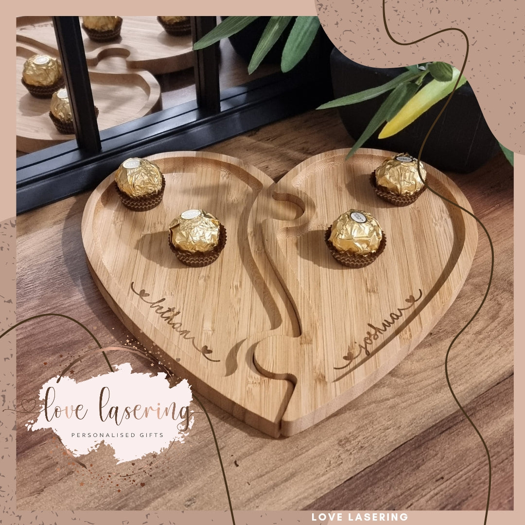 Valentines date night personalised wooden dinner set