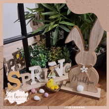 Load image into Gallery viewer, Wooden Pompom Personalised Easter Bunny

