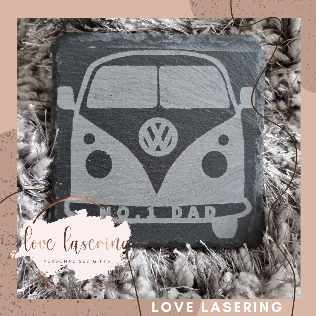 Personalised WV camper slate coaster